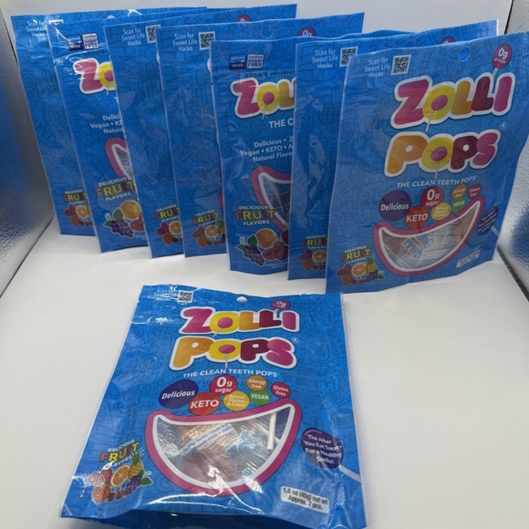 Other - Zolli Pops Sugar Free Keto Clean Teeth Pops Suckers Vegan Candy 8 Bags Bundle